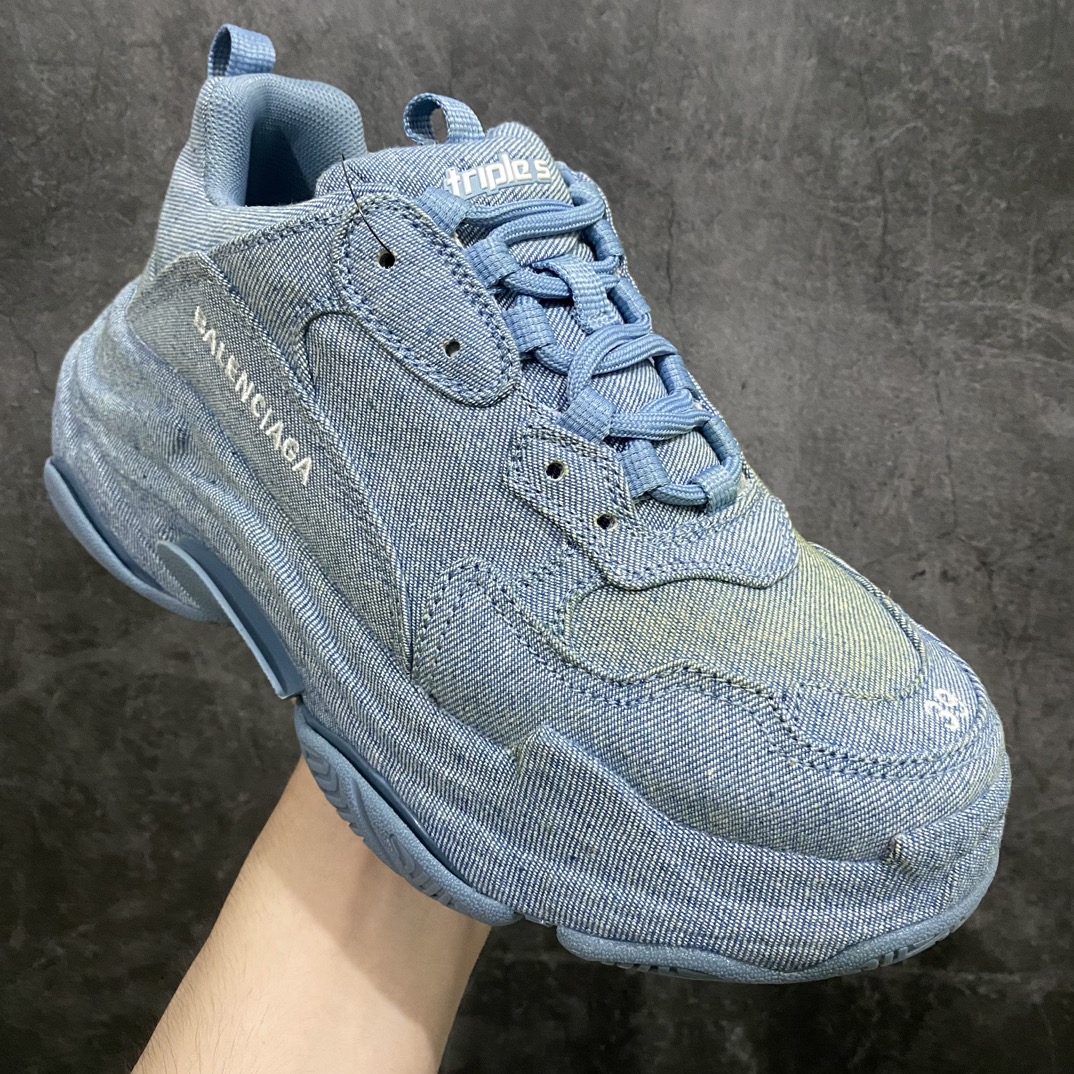 550 【Good顶级版本】Balenciaga Triple S 1代牛仔布蓝色 巴黎世家