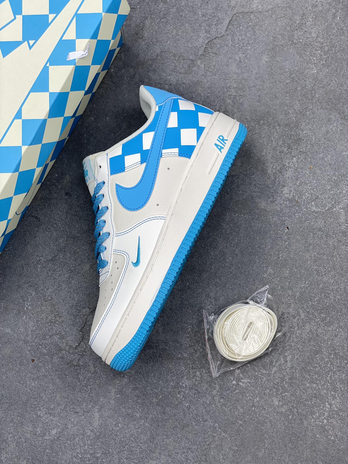 Nike Air Force 1 '07 Low Sneakers - Blue Checkerboard Design 8 i1694733561 1418 5