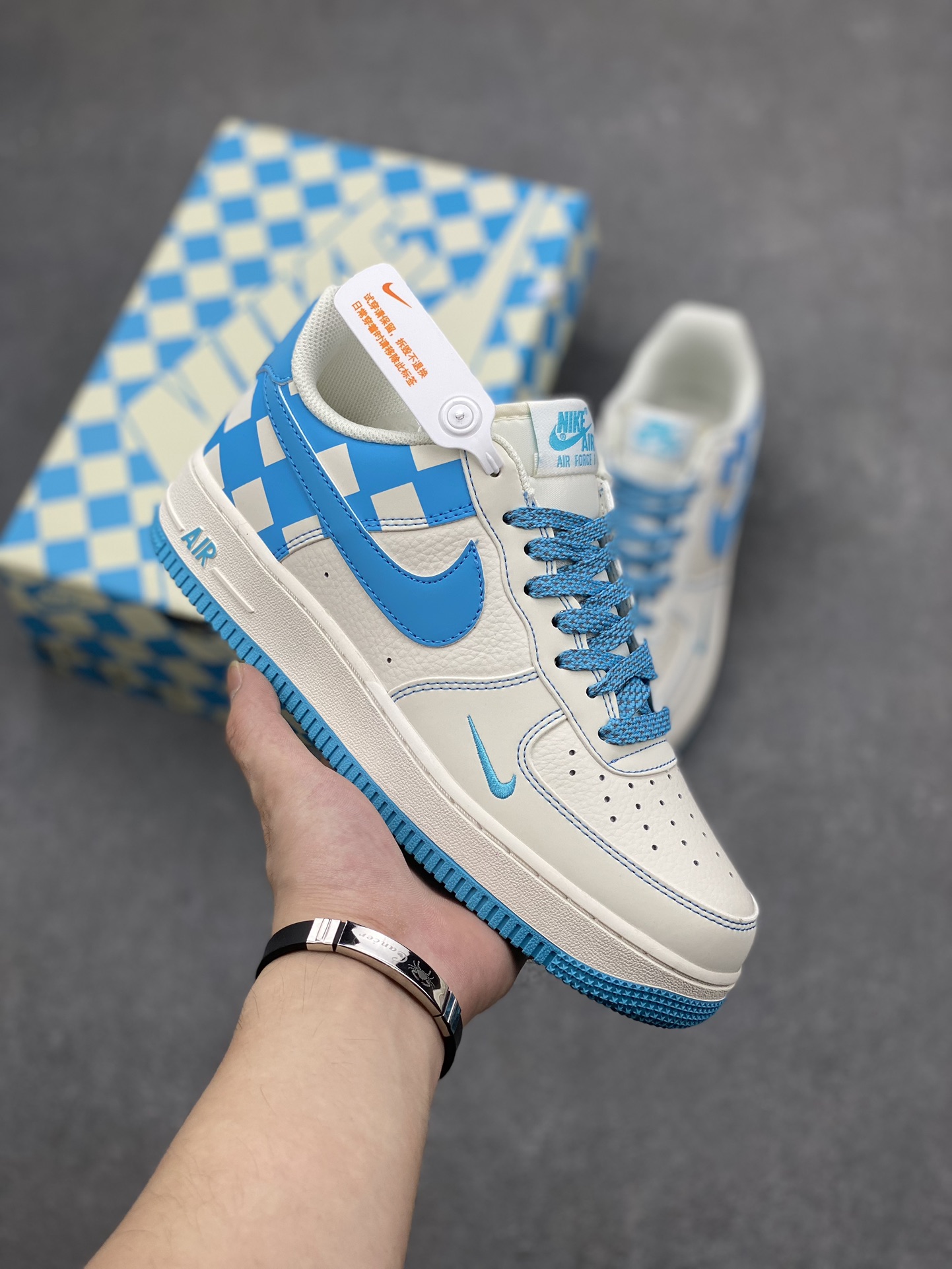 Nike Air Force 1 '07 Low Sneakers - Blue Checkerboard Design 2 i1694733561 1615 0