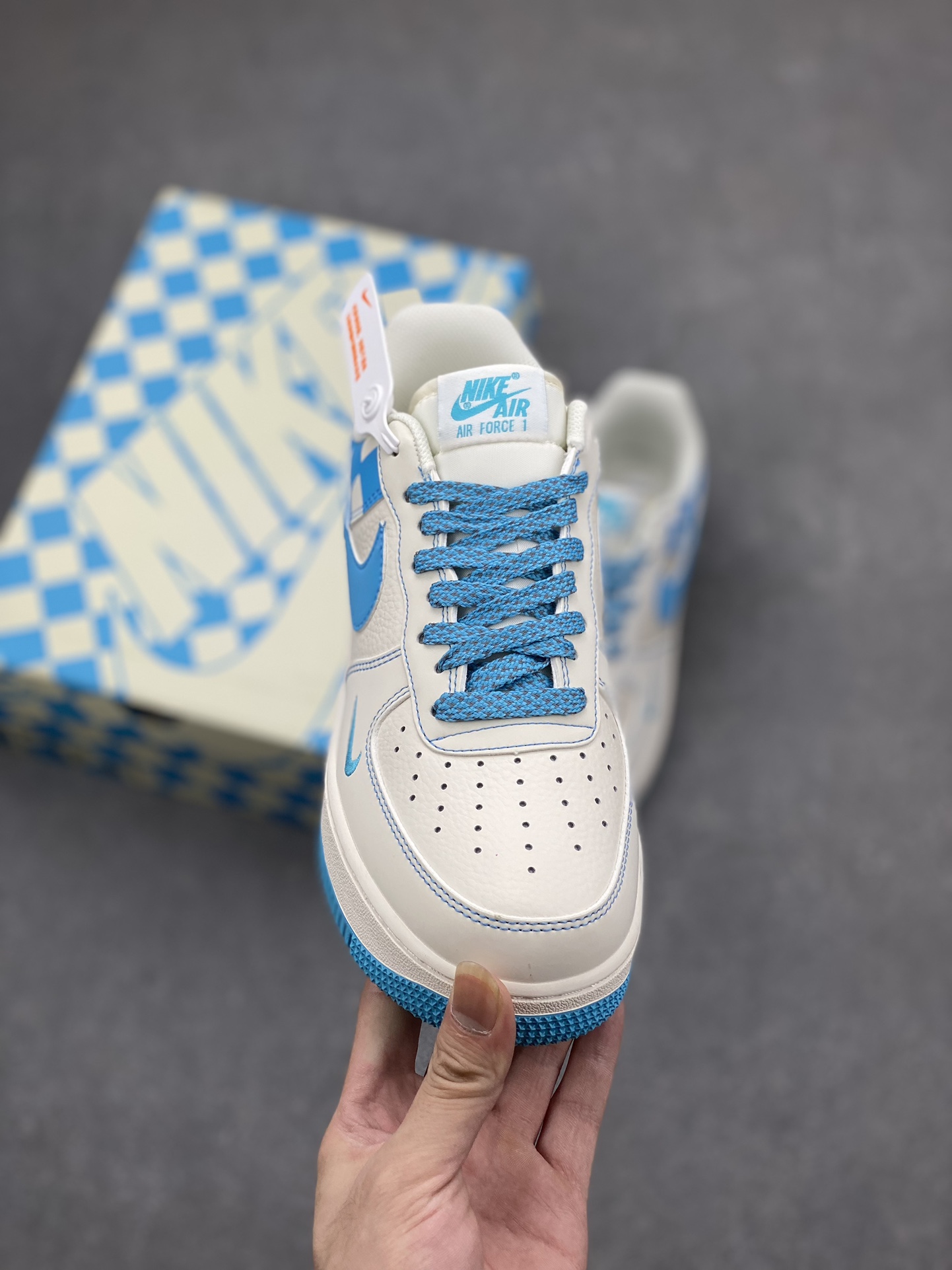 Nike Air Force 1 '07 Low Sneakers - Blue Checkerboard Design 3 i1694733561 3899 1