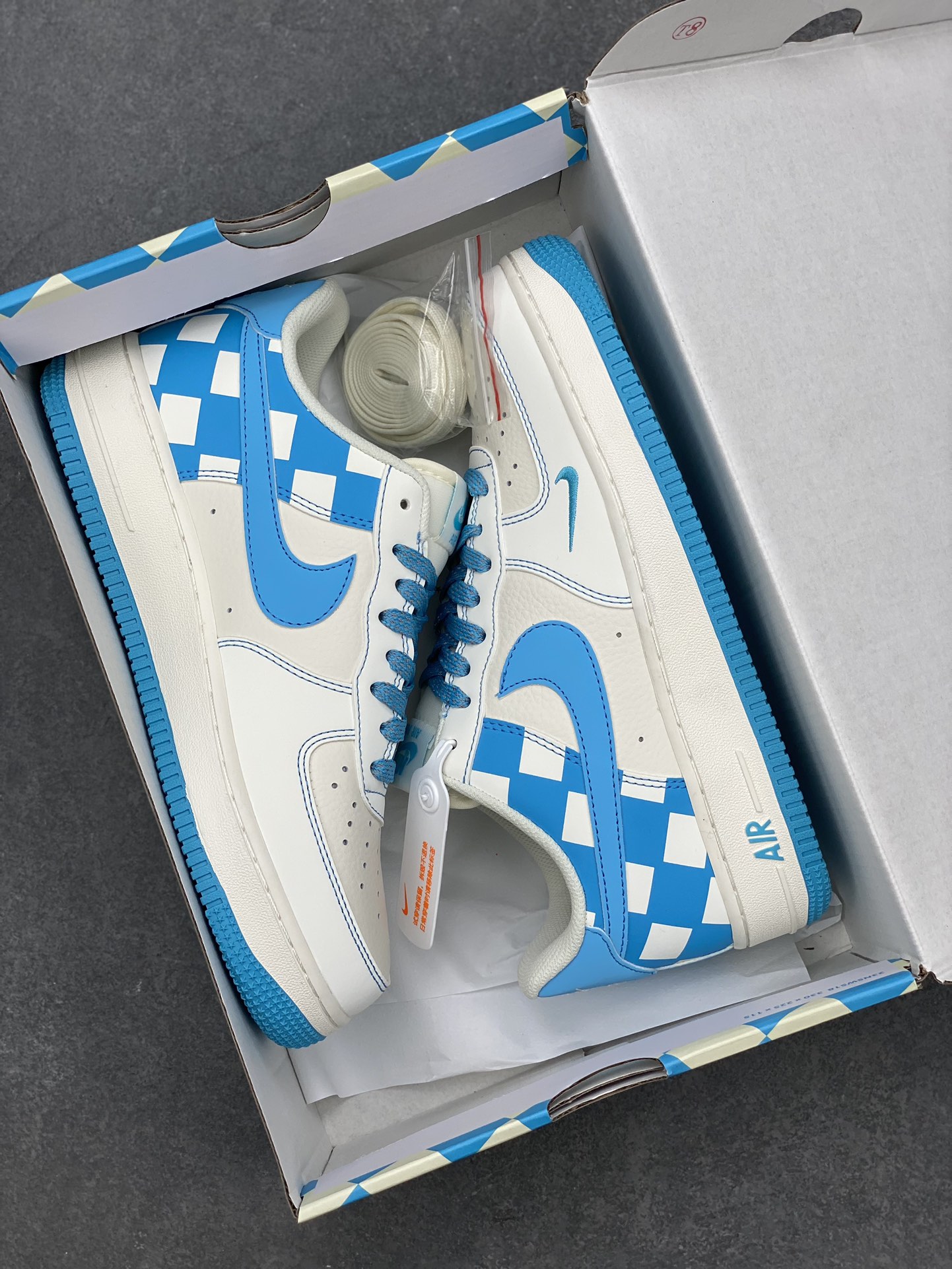 Nike Air Force 1 '07 Low Sneakers - Blue Checkerboard Design 10 i1694733561 4145 7