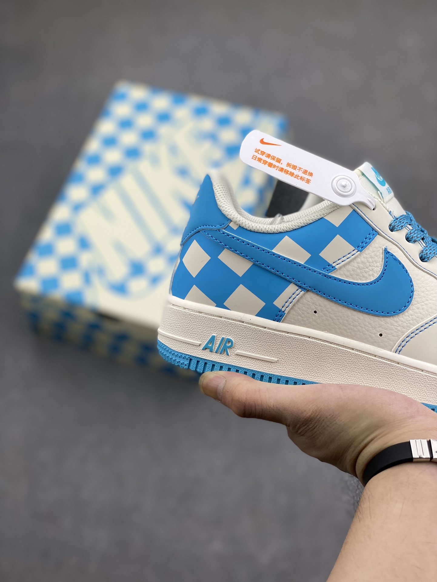 Nike Air Force 1 '07 Low Sneakers - Blue Checkerboard Design 6 i1694733561 4594 4