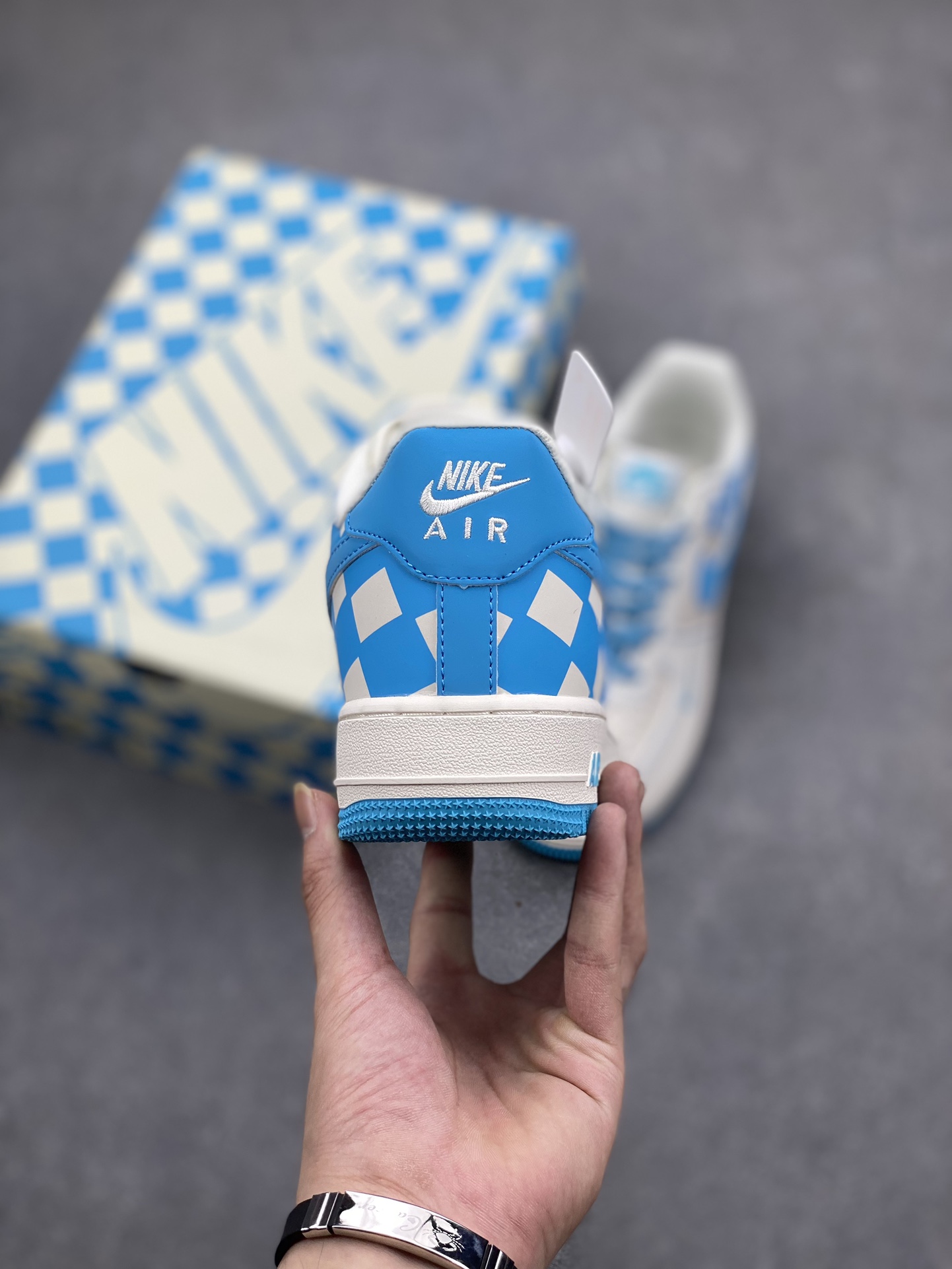 Nike Air Force 1 '07 Low Sneakers - Blue Checkerboard Design 5 i1694733561 4896 3