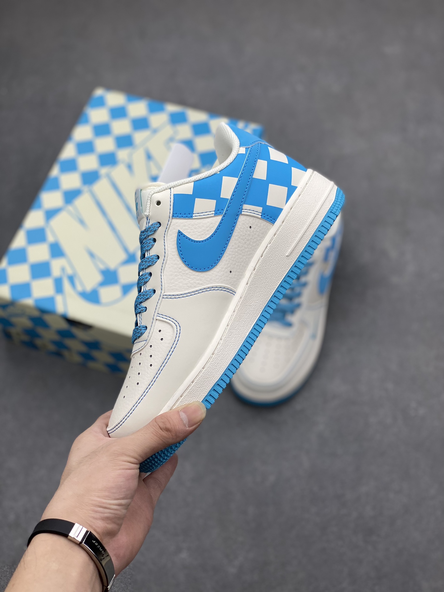 Nike Air Force 1 '07 Low Sneakers - Blue Checkerboard Design 4 i1694733561 7529 2