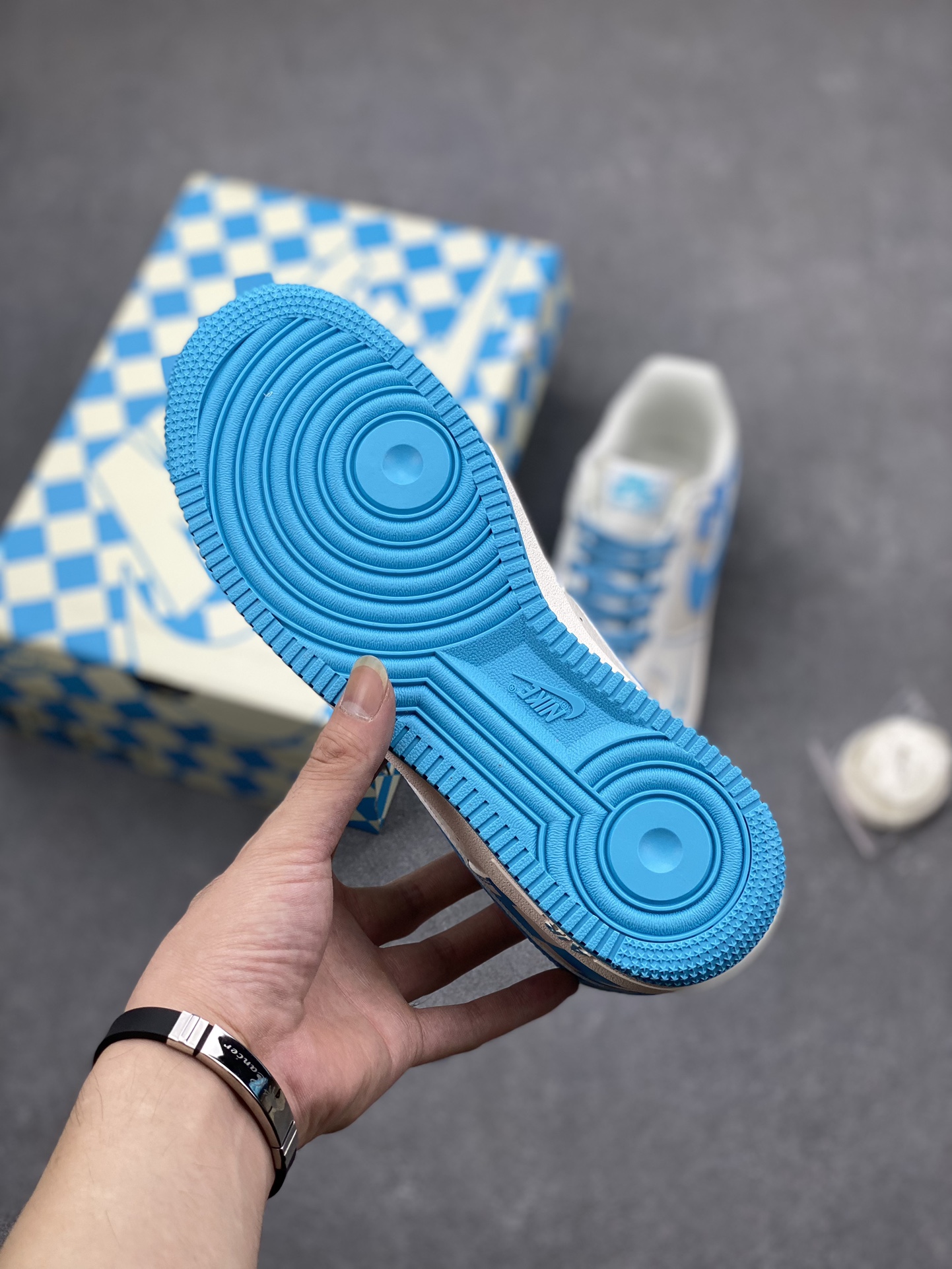 Nike Air Force 1 '07 Low Sneakers - Blue Checkerboard Design 7 i1694733568 1639 0