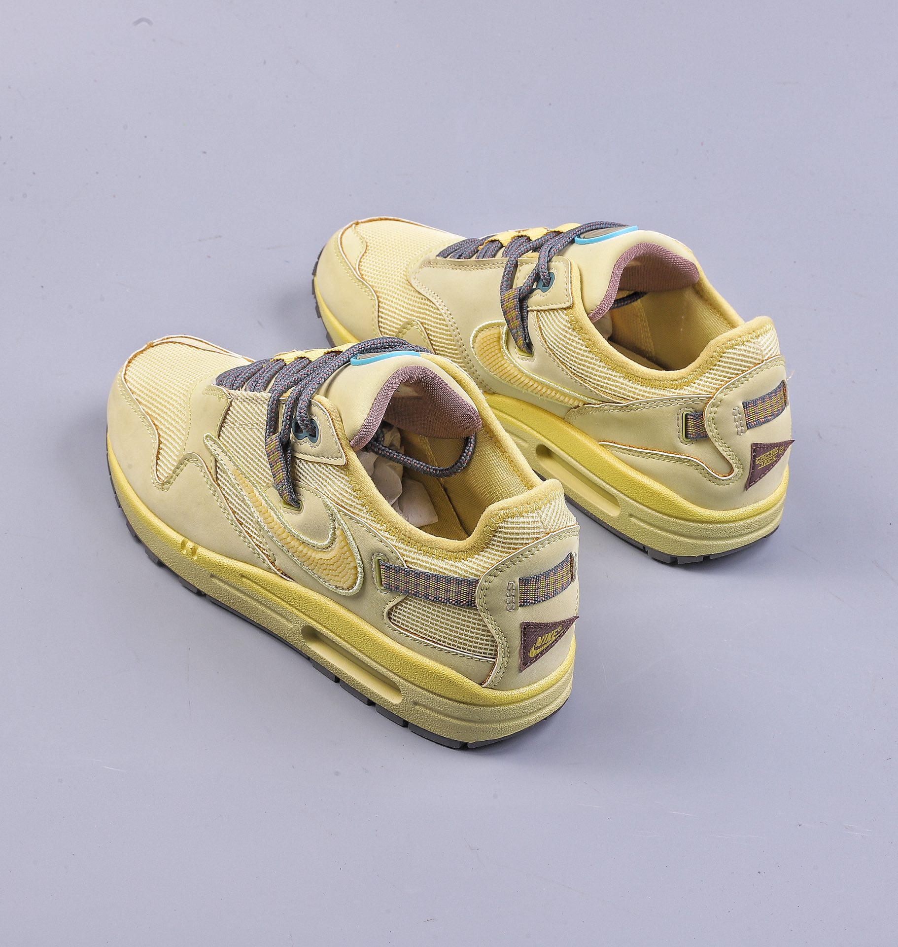 Travis Scott x Nike Air Max 1” Wheat/Lemon” revised low-top retro versatile casual sports running shoes DO9392-700