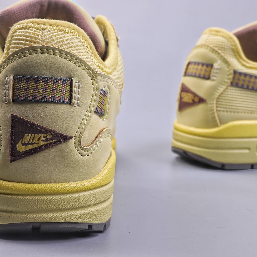 Travis Scott x Nike Air Max 1” Wheat/Lemon” revised low-top retro versatile casual sports running shoes DO9392-700