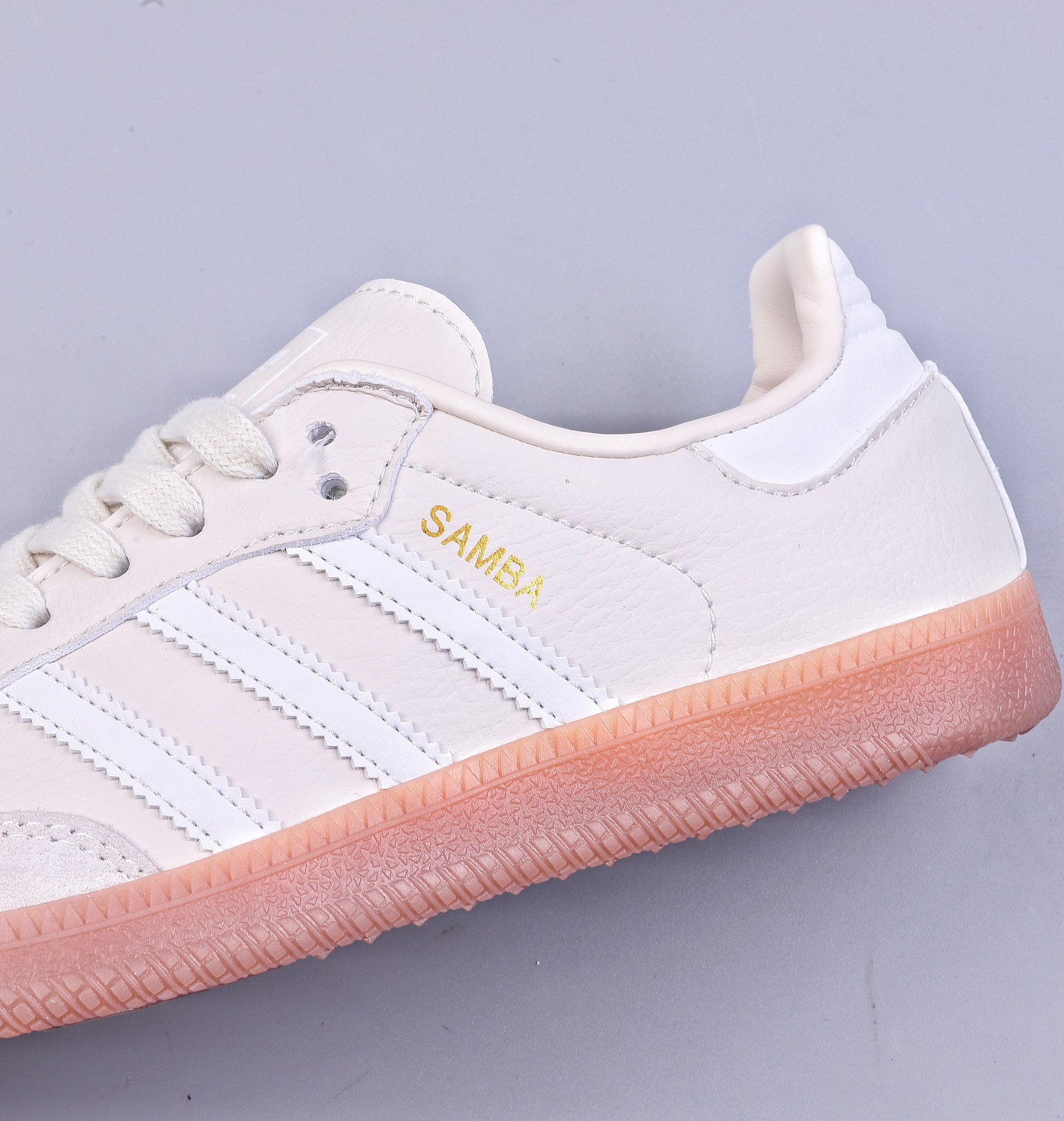 R Adidas Originals Samba Vegan OG Samba Series Gentleman Sneakers ”Light Beige Raw Rubber Sole” IE7013