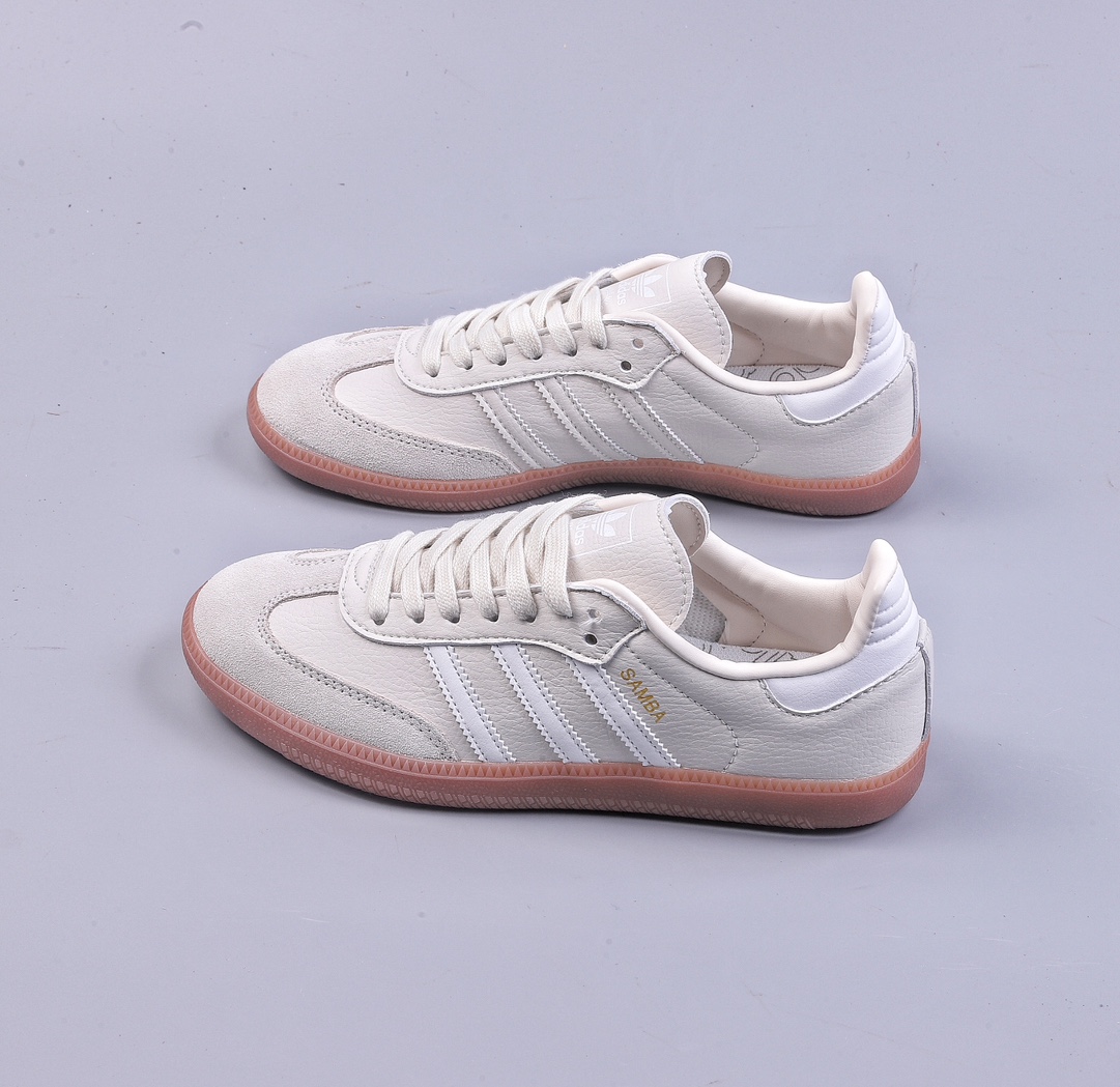 R Adidas Originals Samba Vegan OG Samba Series Gentleman Sneakers ”Light Beige Raw Rubber Sole” IE7013