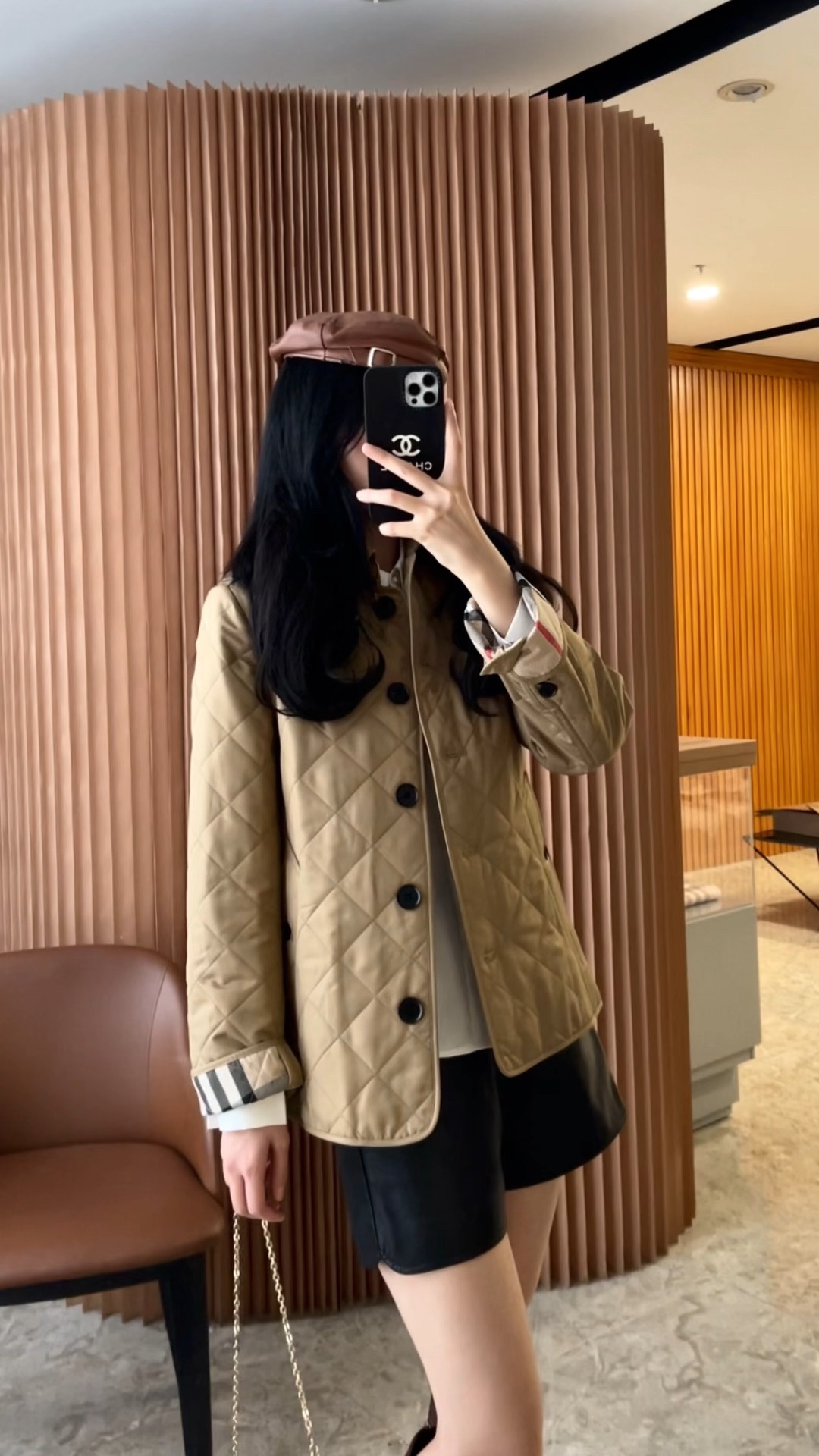 Women's Quilted Thermoregulated Jacket - Stylish Diamond Pattern Coat