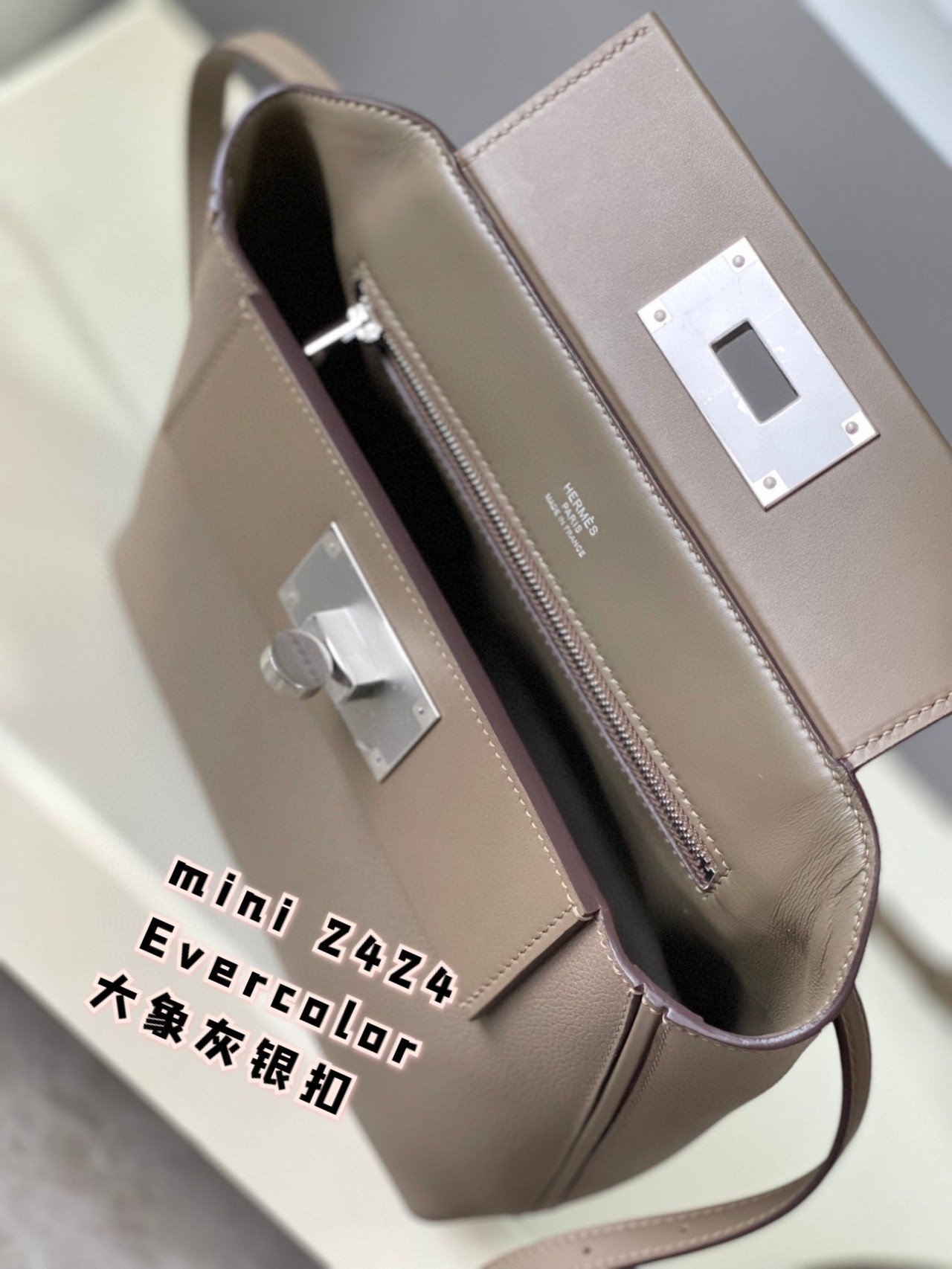 Hermes 24/24 Mini Evercolor Leather Handbag - Elephant Gray with Silver Hardware 7 a1694874686525 7052