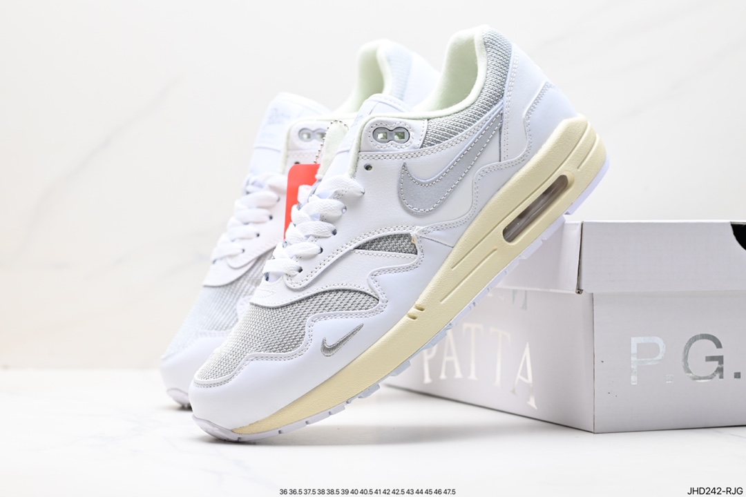 Dutch fashion brand Patta x Nike Air Max 1 ”Black/White/Grey” first generation retro air cushion all-match leisure sports jogging shoes DQ0299-100