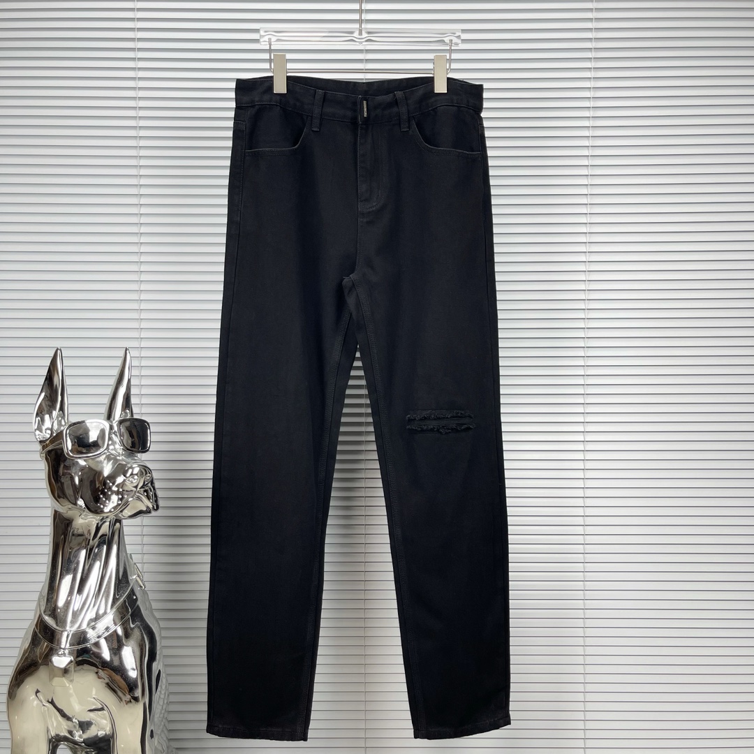 (Estilo exclusivo en el mercado) Nuevos jeans lavados rasgados simples de color sólido de Givenchy 2023 🔥Versión alta�…