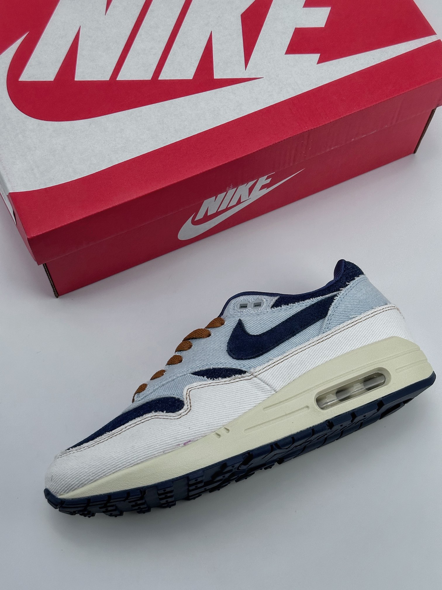 Nike Air Max 1 帆布白蓝 复古休闲跑步鞋 FQ8900-440