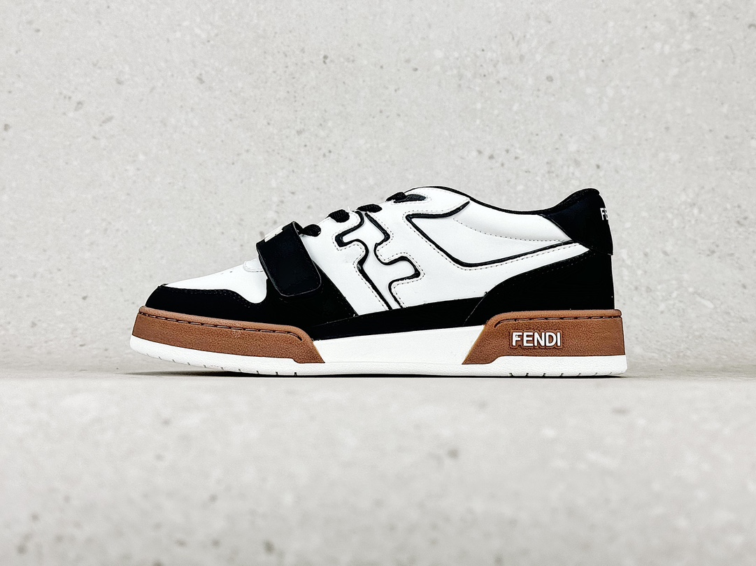 Zapatillas bajas de competición Fendi originales puras con velcro en blanco y negro marrón 2023 último estilo…