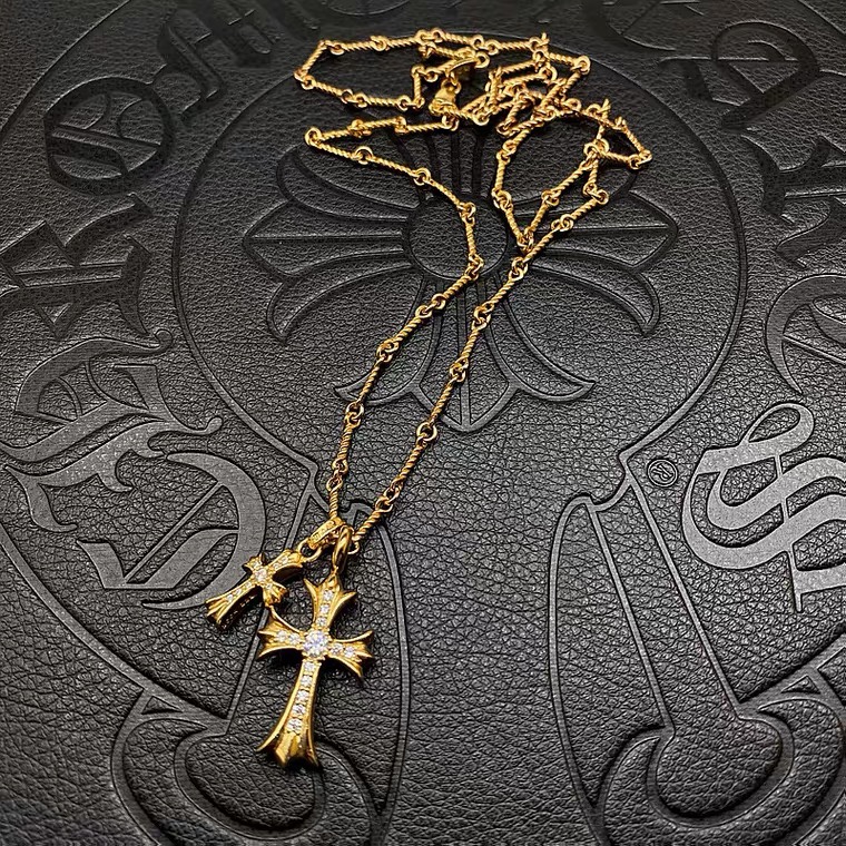 Chrome Hearts hearts 克罗心双吊坠十字架项链 Z
