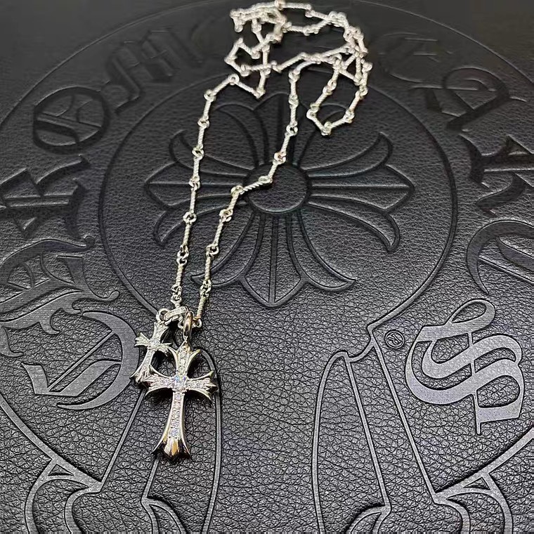 Chrome Hearts hearts 克罗心双吊坠十字架项链 Z