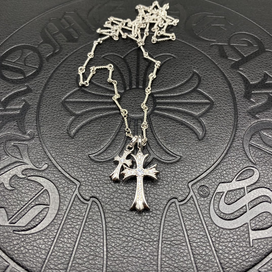 Chrome Hearts hearts 克罗心双吊坠十字架项链 Z