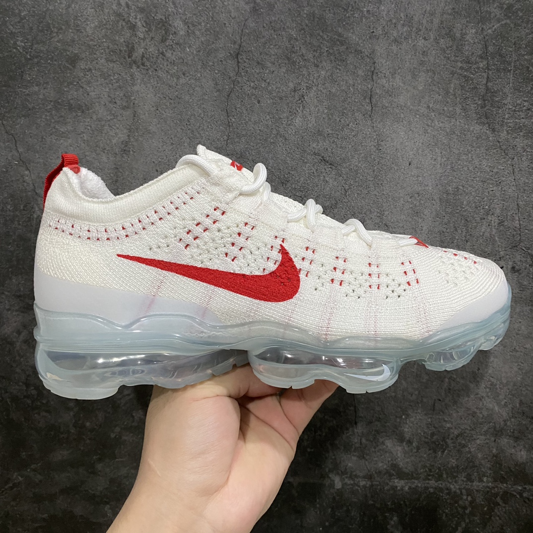 [Pure original YH version] 2023 Nike Air VaporMax Flyknit wear-resistant low-top running shoes white and red DV6840-102