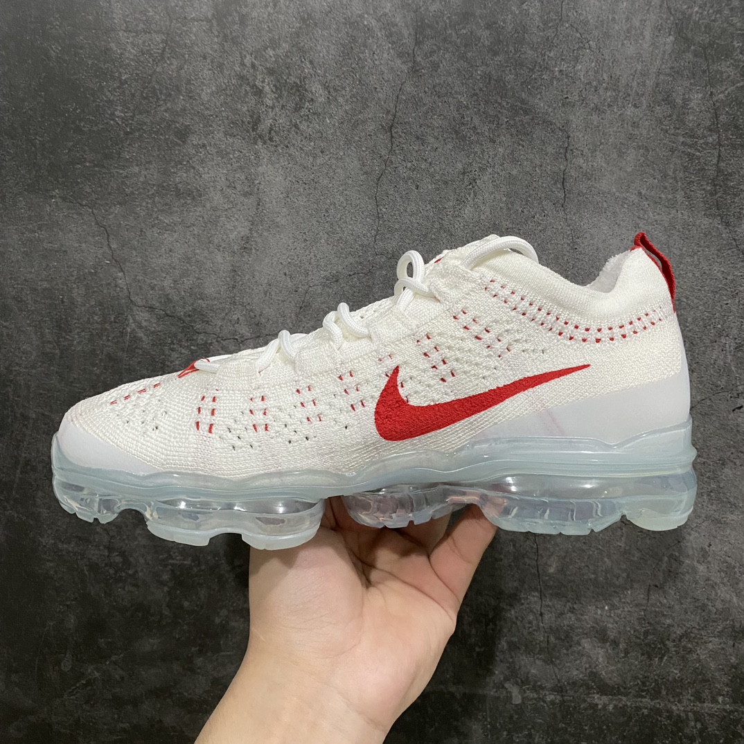 [Pure original YH version] 2023 Nike Air VaporMax Flyknit wear-resistant low-top running shoes white and red DV6840-102