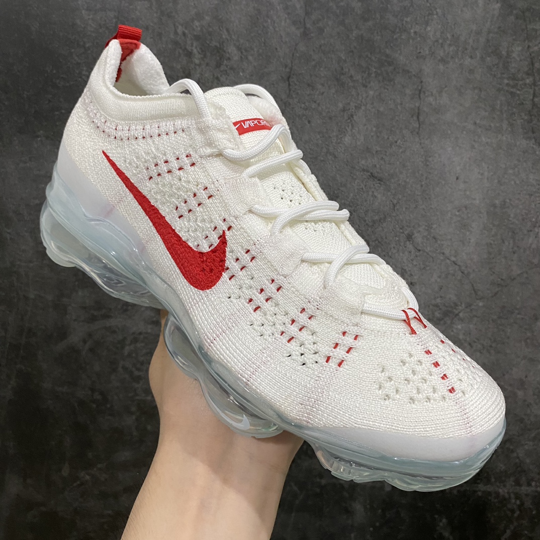 [Pure original YH version] 2023 Nike Air VaporMax Flyknit wear-resistant low-top running shoes white and red DV6840-102