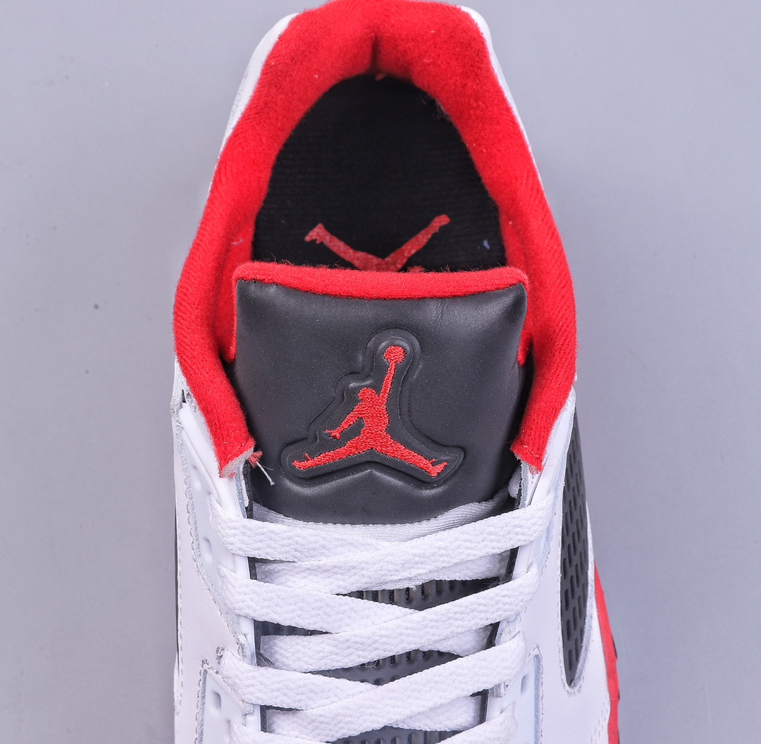 Super Air Jordan 5 Low ”Fire Red” AJ5 Joe 5 Rukawa Kaede White and Red Pure Original Low-top Basketball Shoes 819171-101