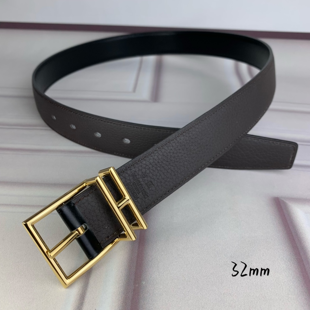 Hermès 爱马仕针扣  原单品质 头层牛皮 咖啡荔枝纹搭配黑色平纹   32mm宽  双面可用  配官网H亮金/亮银