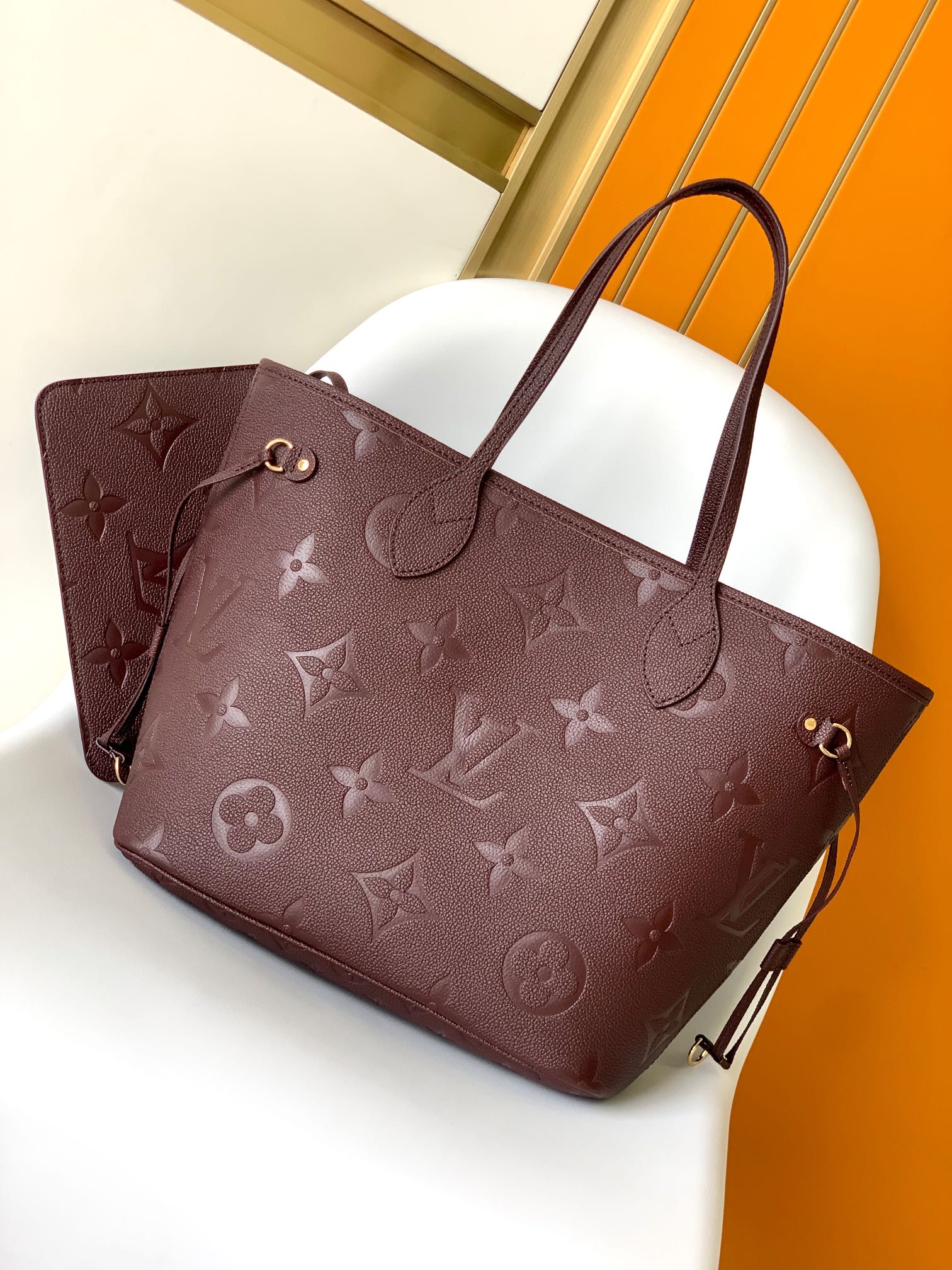 Louis Vuitton LV Neverfull Tassen handtassen Tote Tas Groothandel replica shop
 Beige Zwart Grijs Maroonrood Rood Wit Stof Vintage M46599