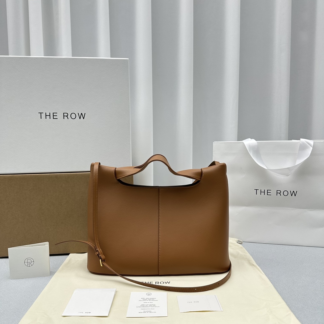 Sac porté main et bandoulière The Row en cuir de vachette, cabas