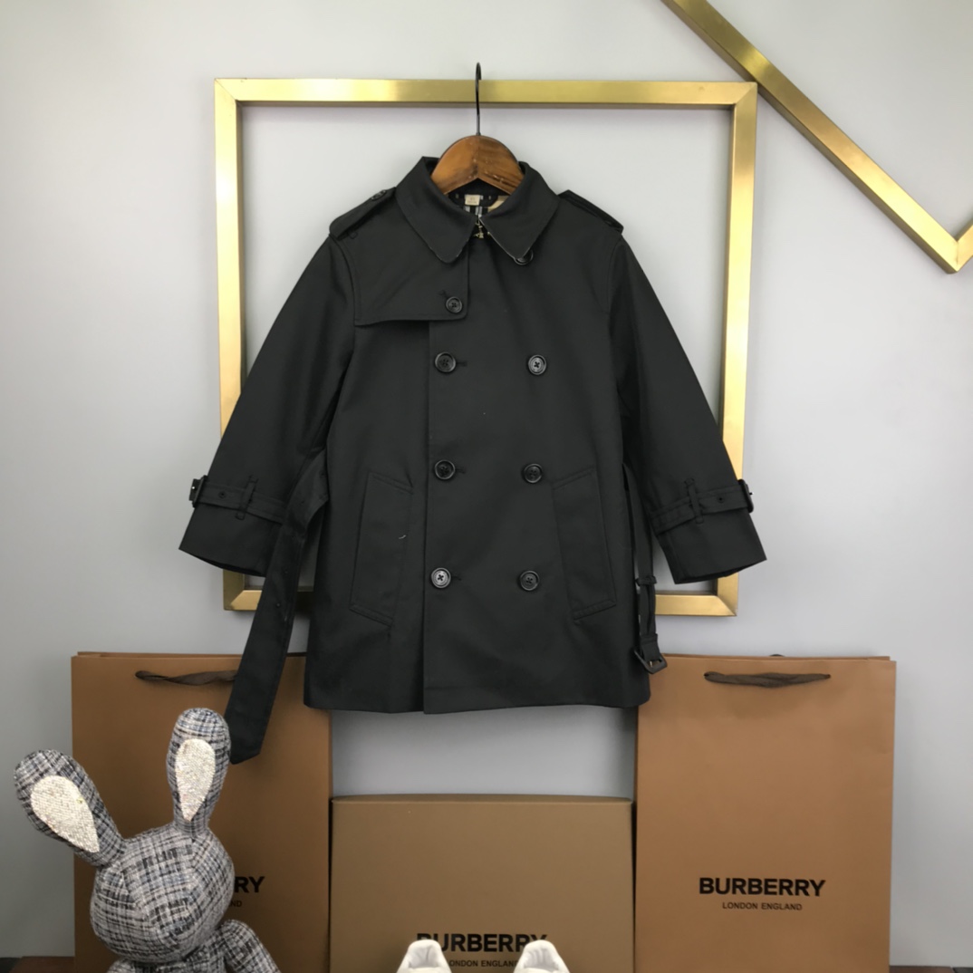 Burberry Clothing Windbreaker Black Khaki Unisex Cotton Vintage