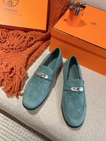 Hermes Shoes Loafers Chamois Genuine Leather Fashion