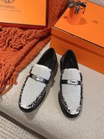 Hermes Shoes Loafers Chamois Genuine Leather Fashion