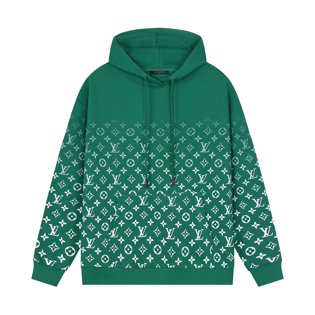 Louis Vuitton Clothing Hoodies Green Printing Unisex Cotton Fall/Winter Collection Hooded Top