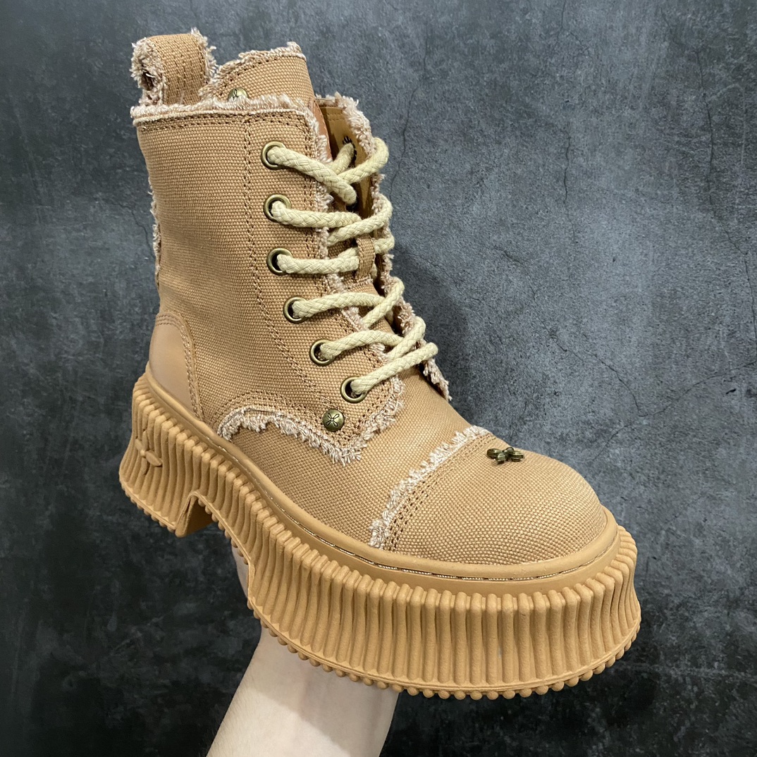 [Guangdong original factory] SMFK gray and black ”suede cross flower” Compass Boots Cross Flower series mid-top trendy fashion ladies motorcycle style casual thick-soled Martin desert work boots