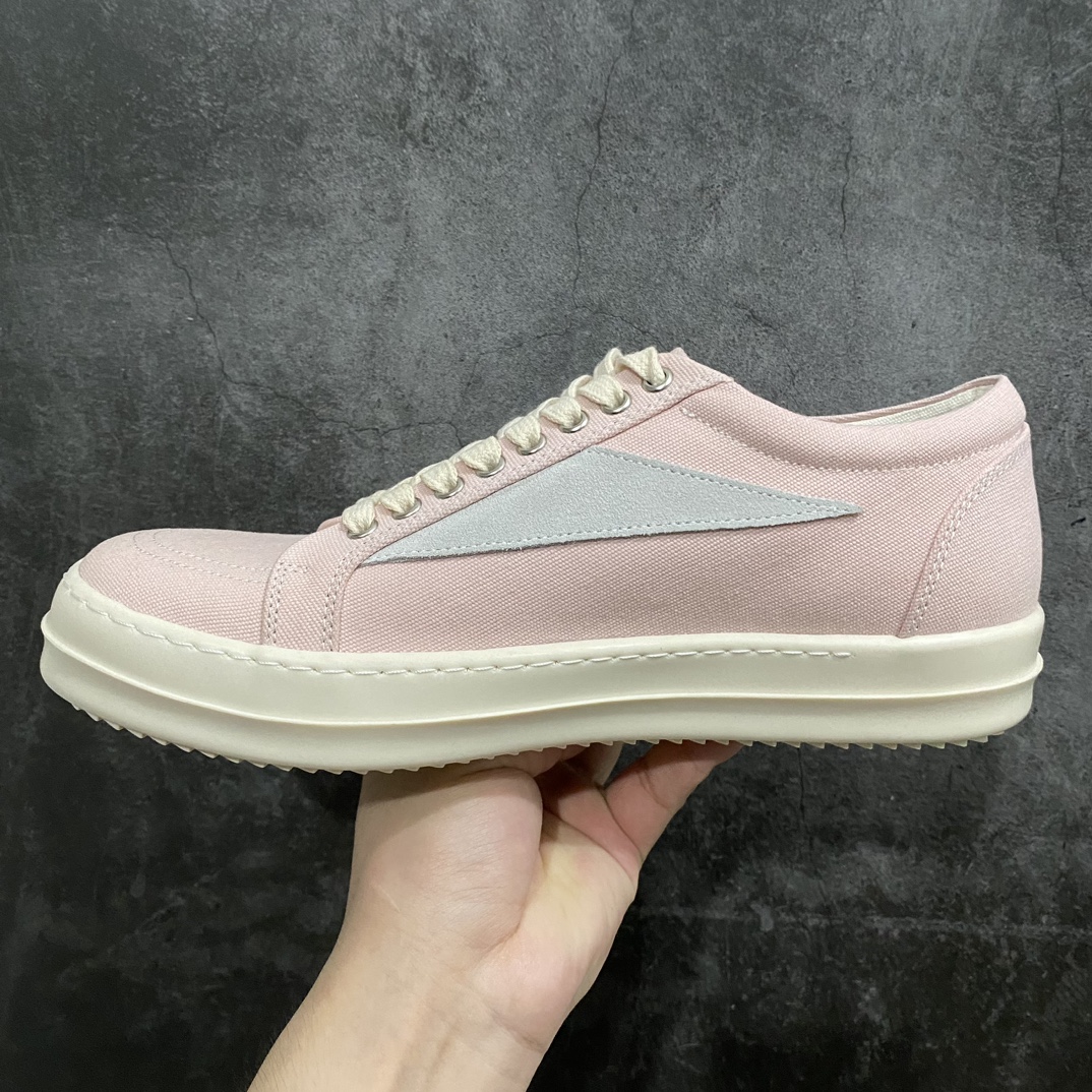 [Purely made in Dongguan] RO Owens Rick Owens low-top white and pink canvas fashion sneakers