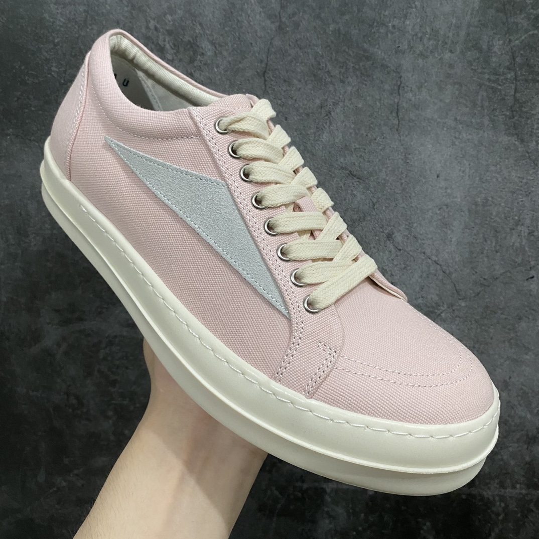 [Purely made in Dongguan] RO Owens Rick Owens low-top white and pink canvas fashion sneakers