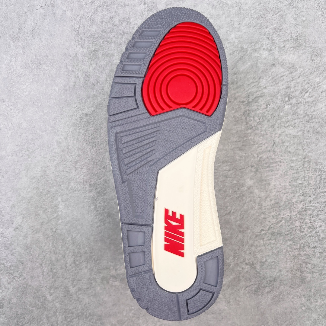 图片[9]-＃PB福利特价 Air Jordan AJ3 Retro 市场中端王者 全套原纸板楦头开发 原厂大底磨具加持立体防滑纹理 原装可视Air Sole气垫 原汁原味最完美的三代版型 唯一正确鞋头趴度弧度高度鞋身腰线 此版本只针对中端市场 皮料材质有所更替 其他数据细节工艺流程均保持一致 绝不口嗨 细节品控鞋型随意秒杀市面3XX 4XX 原厂TPU后跟饰片 正确内里反口里网布 皮料菱角分明不变形无多余毛边 正确手工大底描漆拉丝 市场唯一原厂鞋扣模具 原厂织唛标 原厂飞人电绣工艺 尾指中部跳三针 独家绑鞋带手法 印刷中底布 四线拉帮 米色美纹纸贴合固定 进口港宝加持 后跟自然饱满 全鞋荧光划线卡点 追求极致完美 每一双都是工艺品 多重QC质检 超越公司货的品控标准 实实在在的免检产品 尺码：40 40.5 41 42 42.5 43 44 44.5 45 45.5 46 47.5-选品中心