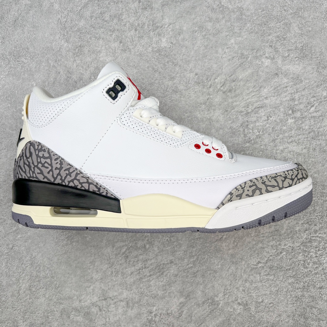 ＃PB福利特价 Air Jordan AJ3 Retro 市场中端王者 全套原纸板楦头开发 原厂大底磨具加持立体防滑纹理 原装可视Air Sole气垫 原汁原味最完美的三代版型 唯一正确鞋头趴度弧度高度鞋身腰线 此版本只针对中端市场 皮料材质有所更替 其他数据细节工艺流程均保持一致 绝不口嗨 细节品控鞋型随意秒杀市面3XX 4XX 原厂TPU后跟饰片 正确内里反口里网布 皮料菱角分明不变形无多余毛边 正确手工大底描漆拉丝 市场唯一原厂鞋扣模具 原厂织唛标 原厂飞人电绣工艺 尾指中部跳三针 独家绑鞋带手法 印刷中底布 四线拉帮 米色美纹纸贴合固定 进口港宝加持 后跟自然饱满 全鞋荧光划线卡点 追求极致完美 每一双都是工艺品 多重QC质检 超越公司货的品控标准 实实在在的免检产品 尺码：40 40.5 41 42 42.5 43 44 44.5 45 45.5 46 47.5-选品中心