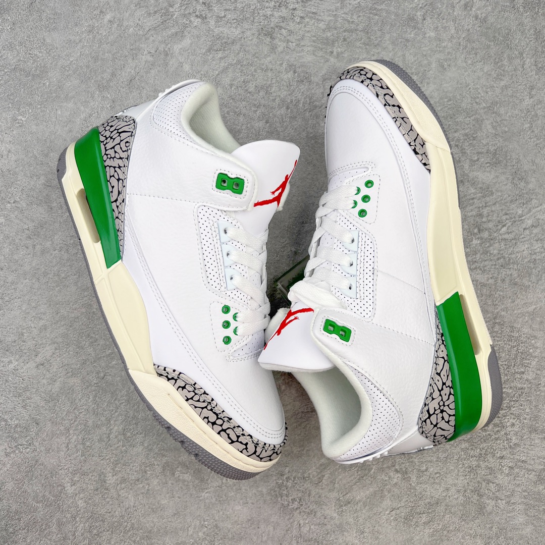 图片[3]-💰130 ＃PB版 福利特价‼Air Jordan AJ3 Retro 幸运绿 CK9246-136 市场中端王者 全套原纸板楦头开发 原厂大底磨具加持立体防滑纹理 原装可视Air Sole气垫 原汁原味最完美的三代版型 唯一正确鞋头趴度弧度高度鞋身腰线 此版本只针对中端市场 皮料材质有所更替 其他数据细节工艺流程均保持一致 绝不口嗨 细节品控鞋型随意秒杀市面3XX 4XX 原厂TPU后跟饰片 正确内里反口里网布 皮料菱角分明不变形无多余毛边 正确手工大底描漆拉丝 市场唯一原厂鞋扣模具 原厂织唛标 原厂飞人电绣工艺 尾指中部跳三针 独家绑鞋带手法 印刷中底布 四线拉帮 米色美纹纸贴合固定 进口港宝加持 后跟自然饱满 全鞋荧光划线卡点 追求极致完美 每一双都是工艺品 多重QC质检 超越公司货的品控标准 实实在在的免检产品 尺码：40 40.5 41 42 42.5 43 44 44.5 45 45.5 46 47.5 编码：by2936000-运动鞋