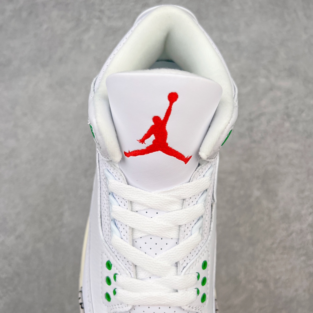 图片[5]-💰130 ＃PB版 福利特价‼Air Jordan AJ3 Retro 幸运绿 CK9246-136 市场中端王者 全套原纸板楦头开发 原厂大底磨具加持立体防滑纹理 原装可视Air Sole气垫 原汁原味最完美的三代版型 唯一正确鞋头趴度弧度高度鞋身腰线 此版本只针对中端市场 皮料材质有所更替 其他数据细节工艺流程均保持一致 绝不口嗨 细节品控鞋型随意秒杀市面3XX 4XX 原厂TPU后跟饰片 正确内里反口里网布 皮料菱角分明不变形无多余毛边 正确手工大底描漆拉丝 市场唯一原厂鞋扣模具 原厂织唛标 原厂飞人电绣工艺 尾指中部跳三针 独家绑鞋带手法 印刷中底布 四线拉帮 米色美纹纸贴合固定 进口港宝加持 后跟自然饱满 全鞋荧光划线卡点 追求极致完美 每一双都是工艺品 多重QC质检 超越公司货的品控标准 实实在在的免检产品 尺码：40 40.5 41 42 42.5 43 44 44.5 45 45.5 46 47.5 编码：by2936000-运动鞋