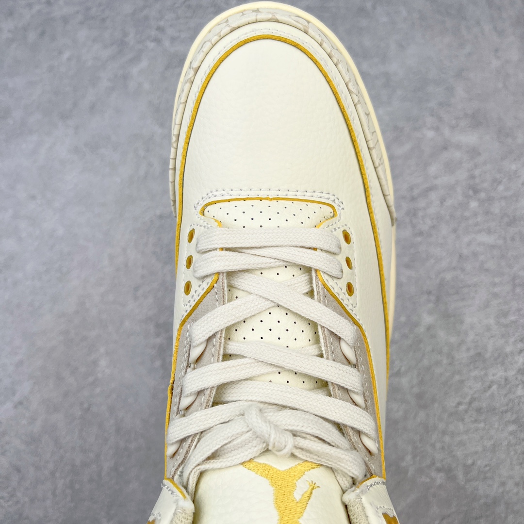 图片[6]-＃PB福利特价 Air Jordan AJ3 Retro 市场中端王者 全套原纸板楦头开发 原厂大底磨具加持立体防滑纹理 原装可视Air Sole气垫 原汁原味最完美的三代版型 唯一正确鞋头趴度弧度高度鞋身腰线 此版本只针对中端市场 皮料材质有所更替 其他数据细节工艺流程均保持一致 绝不口嗨 细节品控鞋型随意秒杀市面3XX 4XX 原厂TPU后跟饰片 正确内里反口里网布 皮料菱角分明不变形无多余毛边 正确手工大底描漆拉丝 市场唯一原厂鞋扣模具 原厂织唛标 原厂飞人电绣工艺 尾指中部跳三针 独家绑鞋带手法 印刷中底布 四线拉帮 米色美纹纸贴合固定 进口港宝加持 后跟自然饱满 全鞋荧光划线卡点 追求极致完美 每一双都是工艺品 多重QC质检 超越公司货的品控标准 实实在在的免检产品 尺码：40 40.5 41 42 42.5 43 44 44.5 45 45.5 46 47.5-选品中心