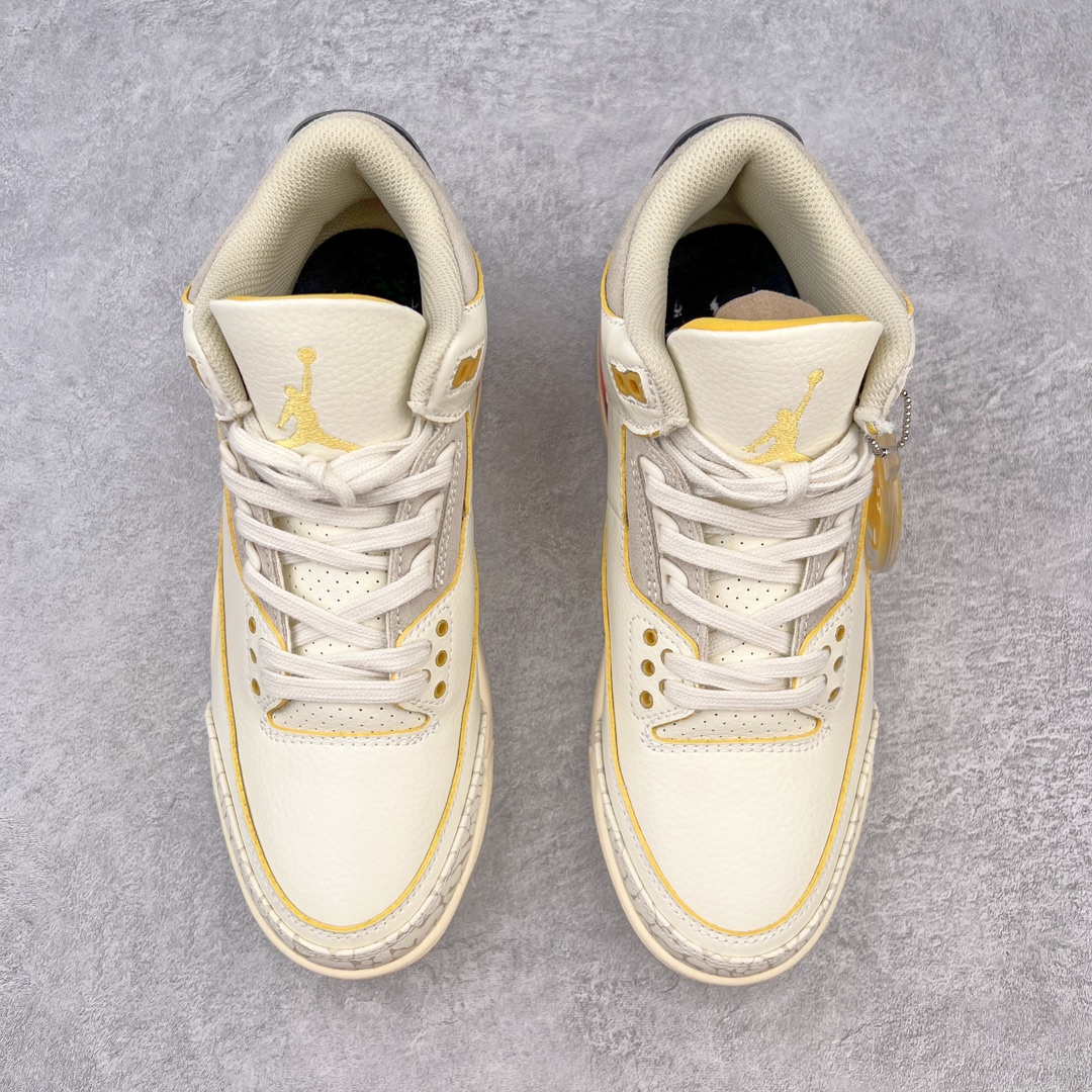 图片[2]-＃PB福利特价 Air Jordan AJ3 Retro 市场中端王者 全套原纸板楦头开发 原厂大底磨具加持立体防滑纹理 原装可视Air Sole气垫 原汁原味最完美的三代版型 唯一正确鞋头趴度弧度高度鞋身腰线 此版本只针对中端市场 皮料材质有所更替 其他数据细节工艺流程均保持一致 绝不口嗨 细节品控鞋型随意秒杀市面3XX 4XX 原厂TPU后跟饰片 正确内里反口里网布 皮料菱角分明不变形无多余毛边 正确手工大底描漆拉丝 市场唯一原厂鞋扣模具 原厂织唛标 原厂飞人电绣工艺 尾指中部跳三针 独家绑鞋带手法 印刷中底布 四线拉帮 米色美纹纸贴合固定 进口港宝加持 后跟自然饱满 全鞋荧光划线卡点 追求极致完美 每一双都是工艺品 多重QC质检 超越公司货的品控标准 实实在在的免检产品 尺码：40 40.5 41 42 42.5 43 44 44.5 45 45.5 46 47.5-选品中心