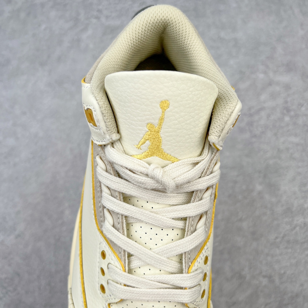 图片[7]-＃PB福利特价 Air Jordan AJ3 Retro 市场中端王者 全套原纸板楦头开发 原厂大底磨具加持立体防滑纹理 原装可视Air Sole气垫 原汁原味最完美的三代版型 唯一正确鞋头趴度弧度高度鞋身腰线 此版本只针对中端市场 皮料材质有所更替 其他数据细节工艺流程均保持一致 绝不口嗨 细节品控鞋型随意秒杀市面3XX 4XX 原厂TPU后跟饰片 正确内里反口里网布 皮料菱角分明不变形无多余毛边 正确手工大底描漆拉丝 市场唯一原厂鞋扣模具 原厂织唛标 原厂飞人电绣工艺 尾指中部跳三针 独家绑鞋带手法 印刷中底布 四线拉帮 米色美纹纸贴合固定 进口港宝加持 后跟自然饱满 全鞋荧光划线卡点 追求极致完美 每一双都是工艺品 多重QC质检 超越公司货的品控标准 实实在在的免检产品 尺码：40 40.5 41 42 42.5 43 44 44.5 45 45.5 46 47.5-选品中心