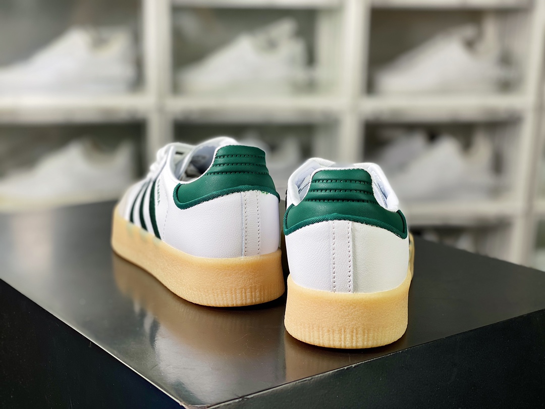 200 Adidas Samba XLG"White Green"桑巴舞厚底版系列板鞋“白深绿生胶底”ID0440