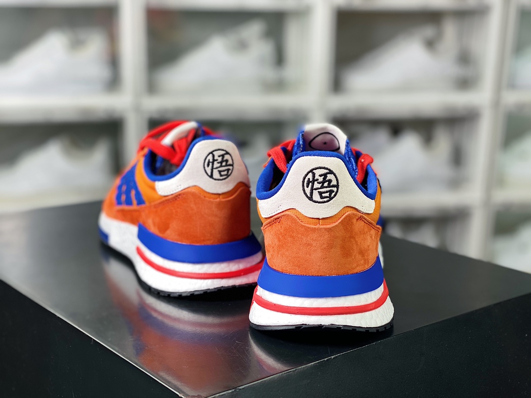 Adidas Originals ZX500 RM Boost ”SON GOKU” series low-top popcorn running shoes ”Jointly named orange and blue Sun Wukong” D97046