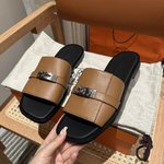 Hermes Kelly Shoes Slippers Unisex Women Men Genuine Leather