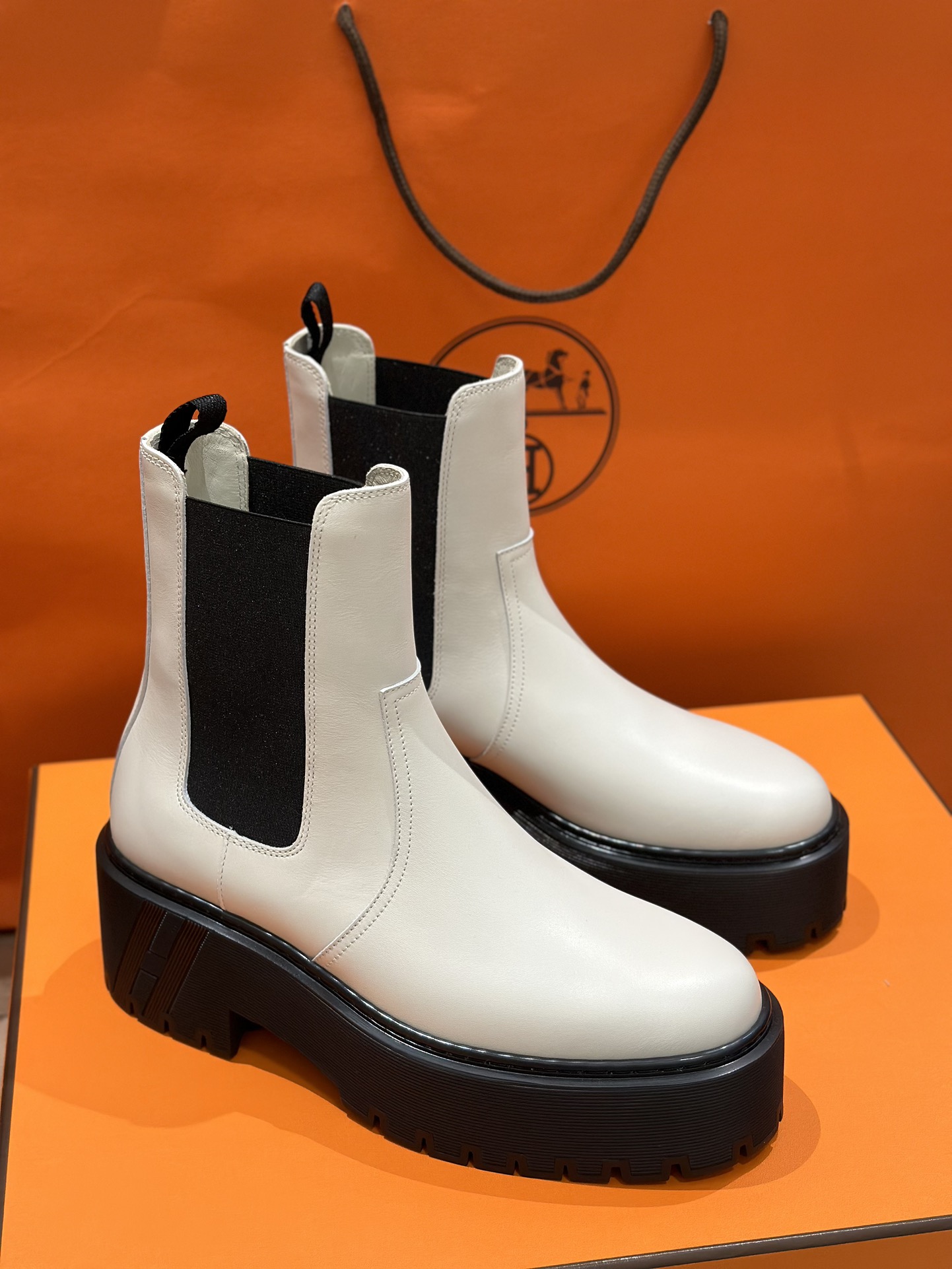 Hermes Boots Buy Online
 Black White Calfskin Cowhide Fall/Winter Collection