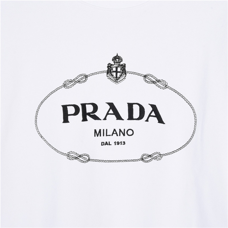 Prada/普拉达 经典徽标logo刺绣棉质圆领卫衣