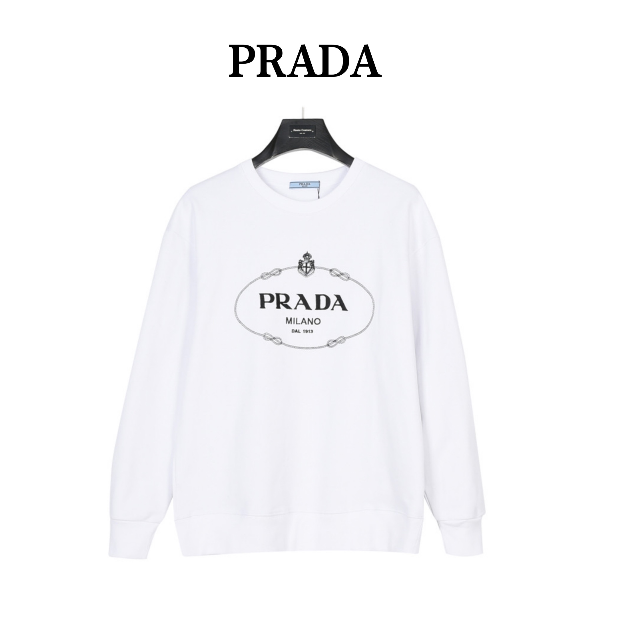 Prada/普拉达 经典徽标logo刺绣棉质圆领卫衣