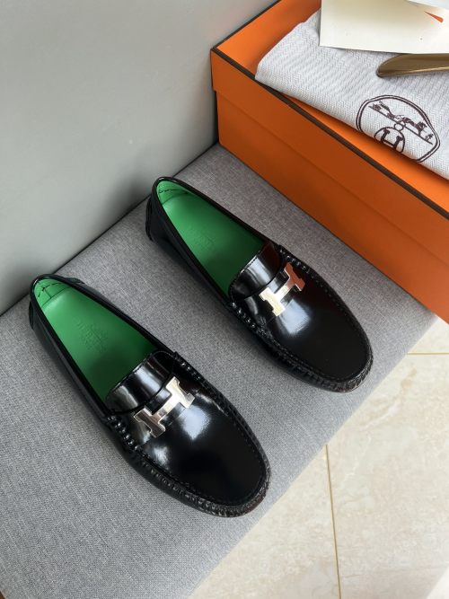 Hermes Men's Handmade Driving Moccasins, Stylish Leather Loafers 1 Hermes Men's Handmade Driving Moccasins, Stylish Leather Loafers